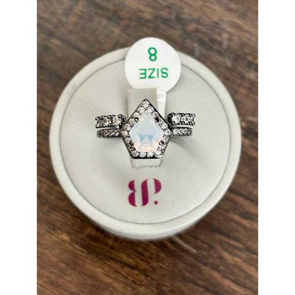 Ring Bomb Party RBP6143 I'm Better Now Lab Created White Opal Hematite Size 8 - Picture 1 of 5